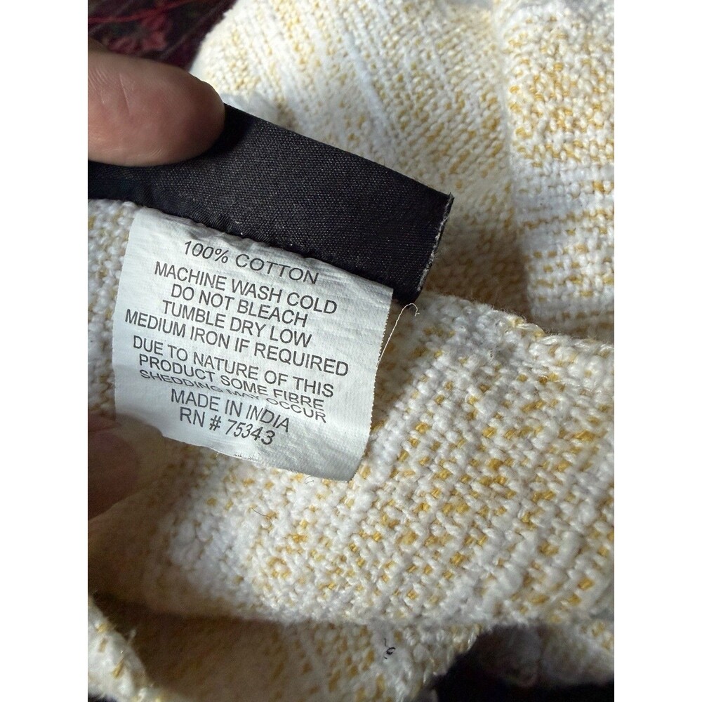 Rachel Zoe Daisy 100% Cotton Woven Throw Blanket Yellow White Tassels 56x48 - Picture 4 of 6